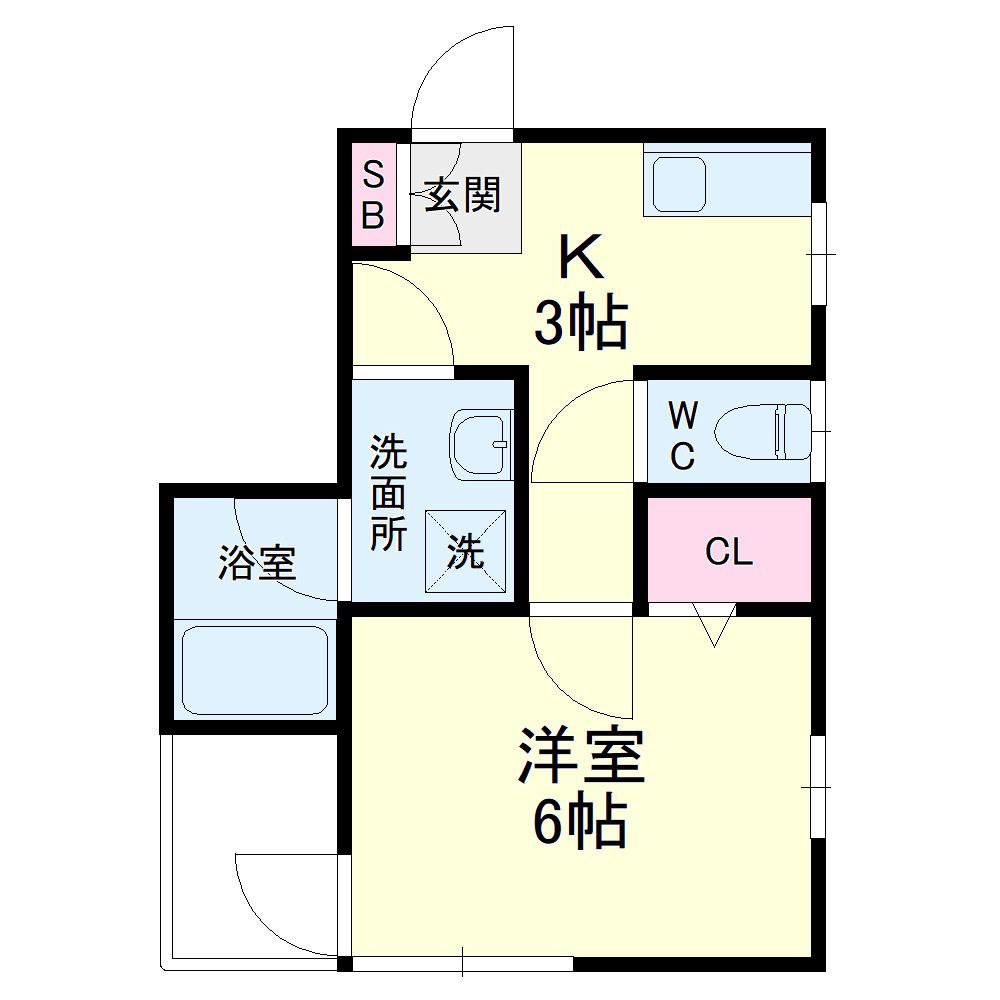 半田ビレッジ8号棟(1K/2階)の間取り写真