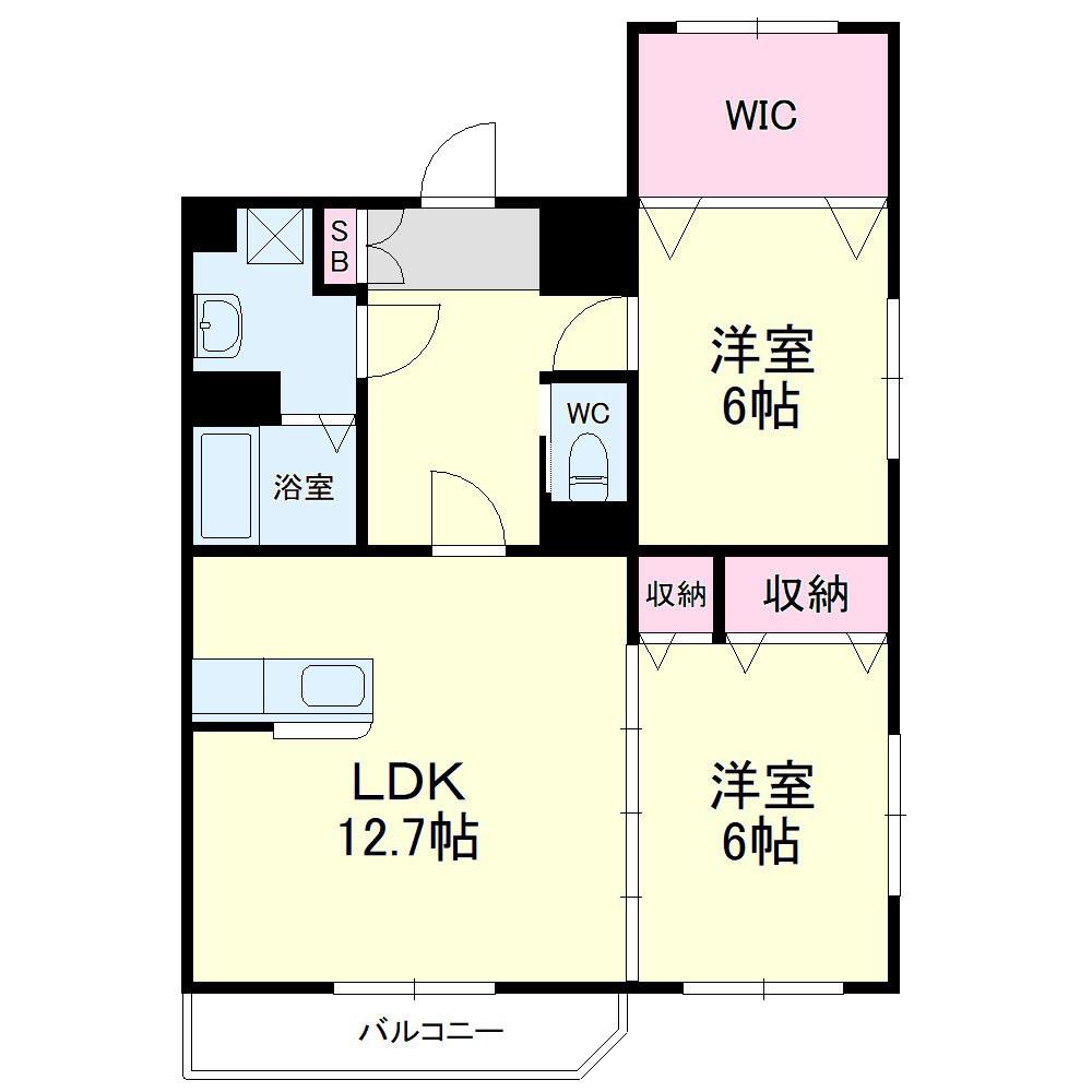 GRANDIR西浅田(2LDK/7階)の間取り写真