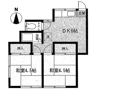 苅部荘(2DK/2階)の間取り写真
