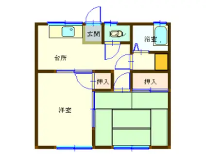 台ヶ丘荘A(2K/2階)の間取り写真