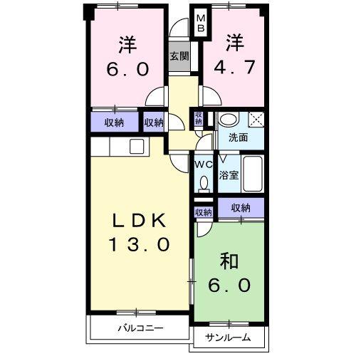 サンハイツ21(3LDK/4階)の間取り写真