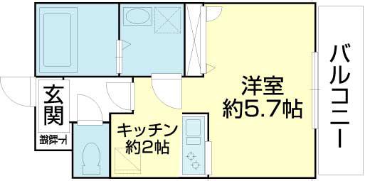 グランドコートC(1K/2階)の間取り写真