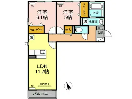 D-ROOMノトス(2LDK/2階)の間取り写真
