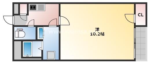 FAST HILLS 日ノ出町(1K/1階)の間取り写真