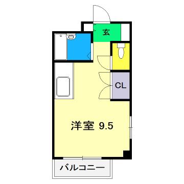 フェンネルハイツ(ワンルーム/4階)の間取り写真