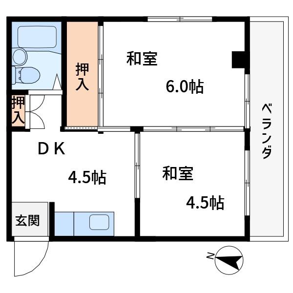 みまさかビル(2K/3階)の間取り写真