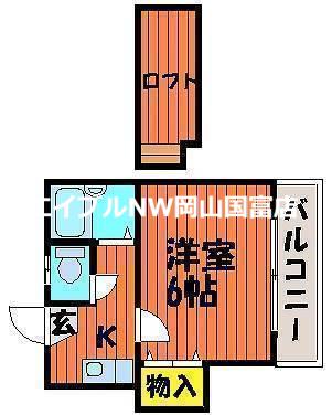 HIM竹田(1K/1階)の間取り写真