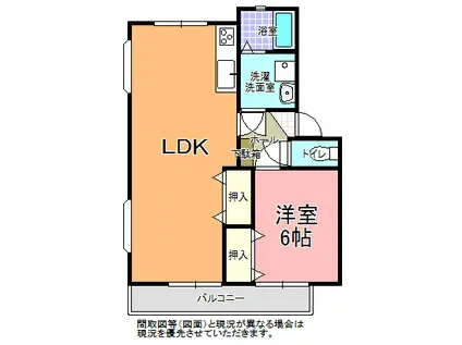 フレグランス八幡B棟(1LDK/2階)の間取り写真