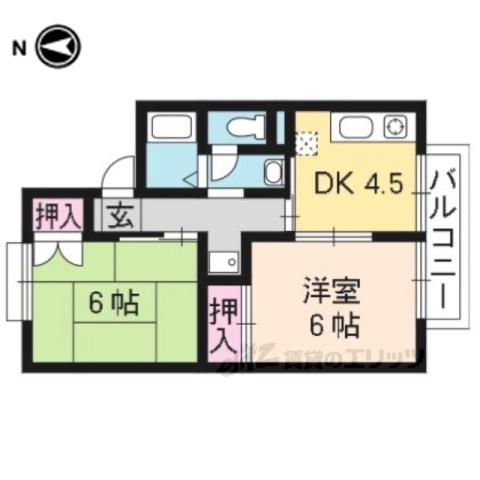 ホワイトハウス(2K/2階)の間取り写真