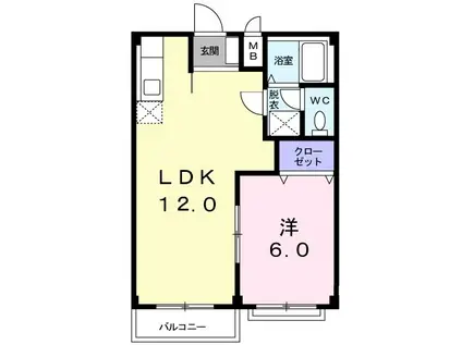 パークサイドP1(1LDK/2階)の間取り写真