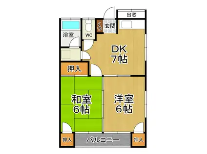 ハイツ千里(2DK/2階)の間取り写真