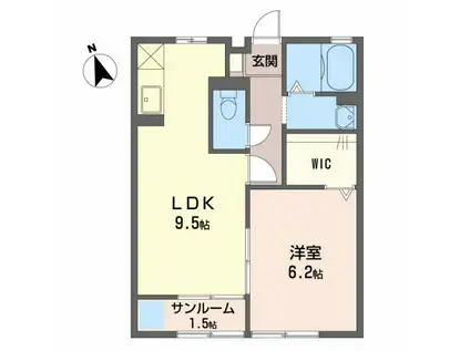 コンフォートII(1LDK/1階)の間取り写真