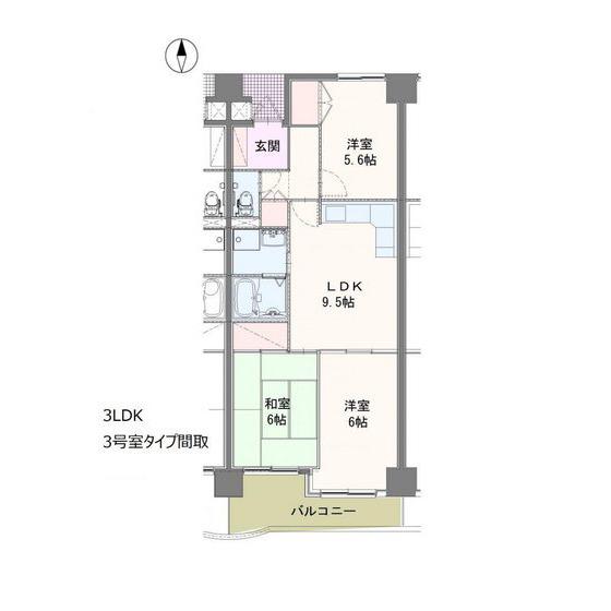 セントラルパレス(3LDK/9階)の間取り写真