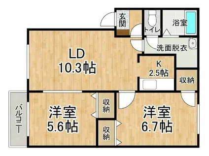 サンパティークII(2LDK/2階)の間取り写真
