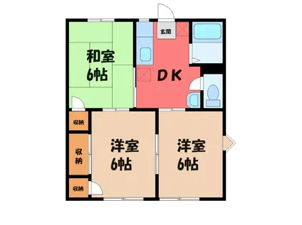 パールハイツB(3DK/1階)の間取り写真