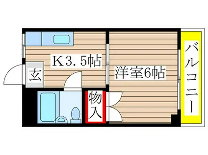 マンションフローラル 都(1K/3階)の間取り写真