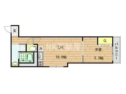 フジパレス花園西町(1LDK/2階)の間取り写真