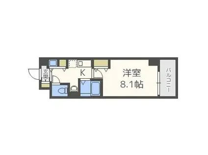 カスタリア三宮(1K/10階)の間取り写真