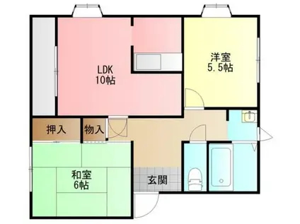 銀の馬車道壱番館(2LDK/2階)の間取り写真