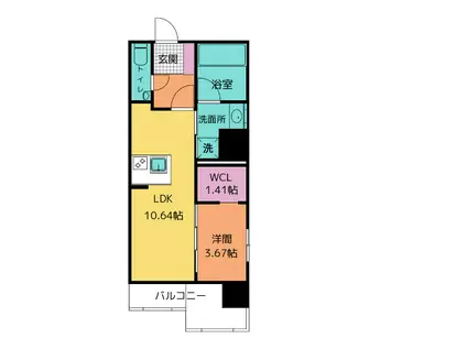 真砂町ソプラ(1LDK/5階)の間取り写真