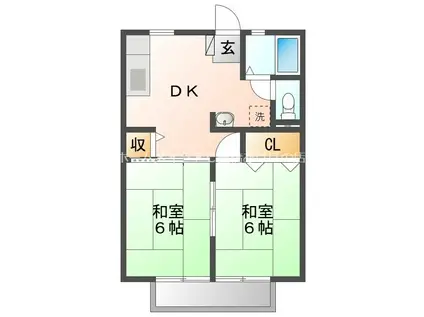 サンコーファミール(2DK/2階)の間取り写真