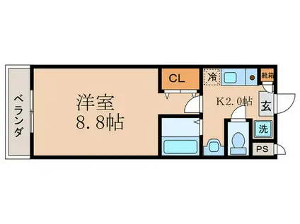 カサコモーダ東野(1K/1階)の間取り写真