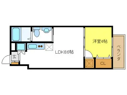 メゾンオークル1(1LDK/2階)の間取り写真