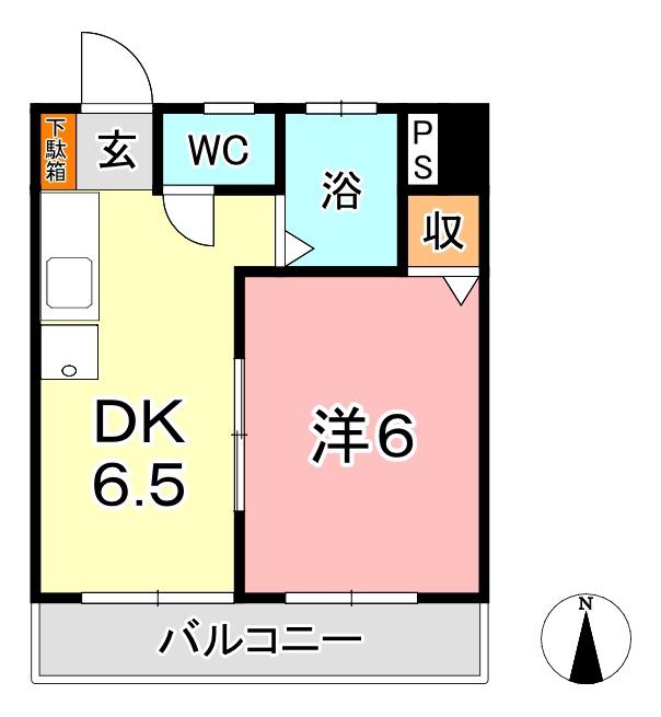 倉敷イーストコーポ(1DK/4階)の間取り写真