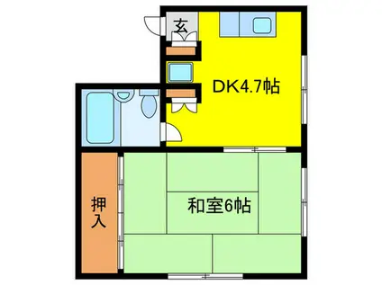 シャトー宝塚(1DK/3階)の間取り写真