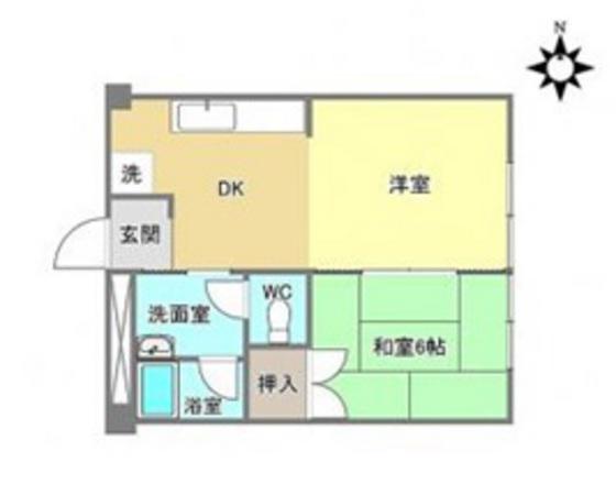 弓之町ビル(2DK/6階)の間取り写真