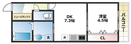 GRADITO花園(1DK/3階)の間取り写真