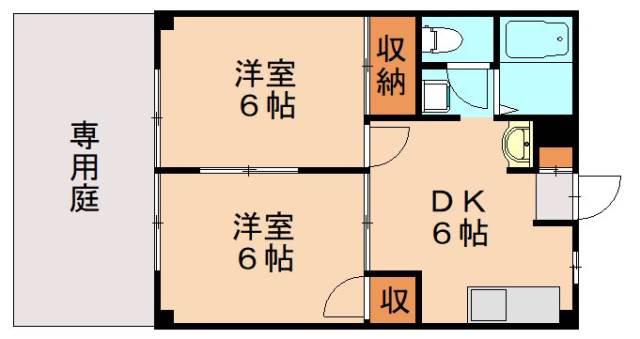 シティハイツ恭武(2DK/1階)の間取り写真