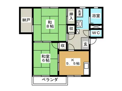 ルミエール古沢I(2K/2階)の間取り写真