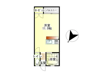 アロットステイ(ワンルーム/2階)の間取り写真