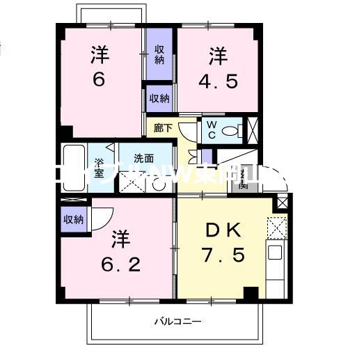 パルテールII(3DK/1階)の間取り写真