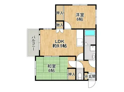 デューク・シャトーII番館(2LDK/2階)の間取り写真