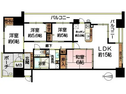 サーパスシティ福山駅前(4LDK/3階)の間取り写真