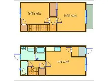 光の森TERRACE A(2LDK/1階)の間取り写真