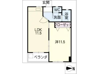 ハイツ松野(1LDK/4階)の間取り写真