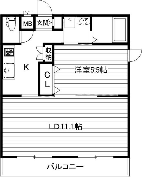 ベルフラワー嵐山(1LDK/3階)の間取り写真
