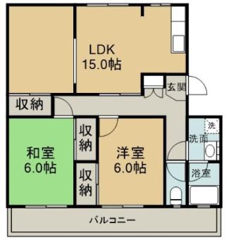 コーポラス弥生(2LDK/3階)の間取り写真