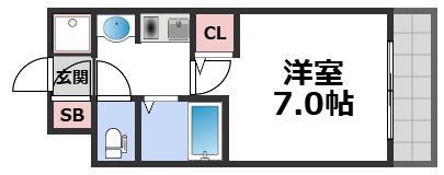 エスリード上本町北(1K/11階)の間取り写真
