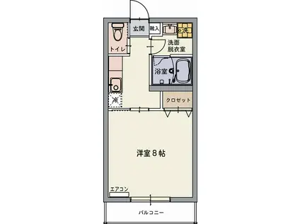 ラテラスII(1K/2階)の間取り写真