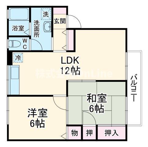 ガーデンハイツ若江東B棟(2LDK/1階)の間取り写真