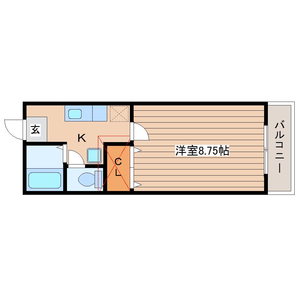 カーサ梅田(1K/1階)の間取り写真