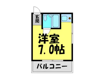リベラールハイム(1K/2階)の間取り写真