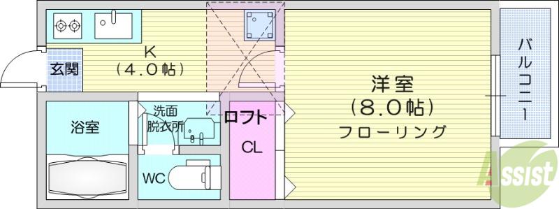 カーザ セレーナ(1K/1階)の間取り写真