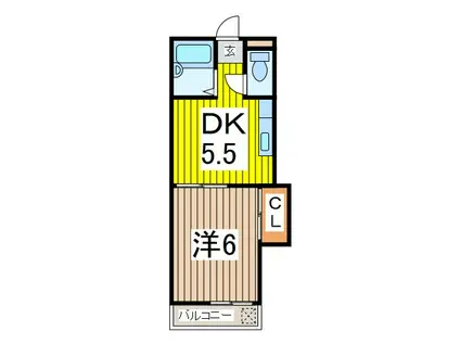 ウェルネス中央(1DK/1階)の間取り写真