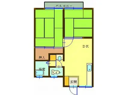 丸山第一ハイツ(2DK/2階)の間取り写真