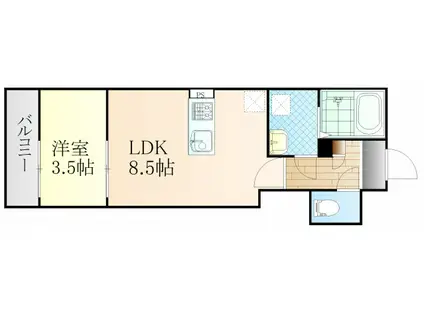 KLALISS西原(1LDK/3階)の間取り写真